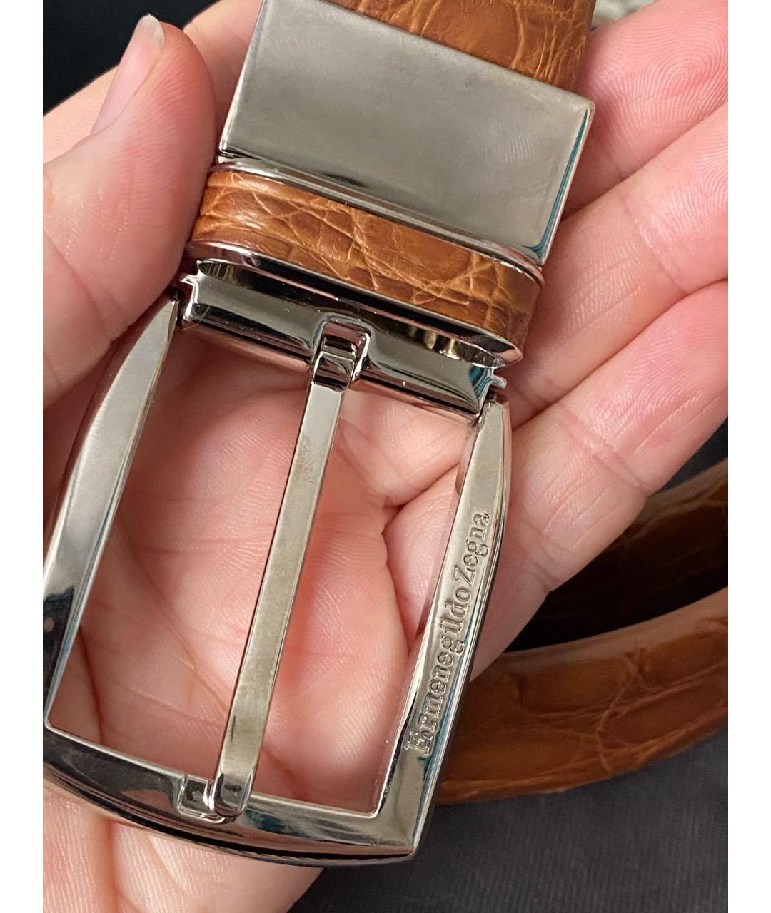 ERMENEGILDO ZEGNA XXX Коричневый ремень из экзотической кожи, фото 6