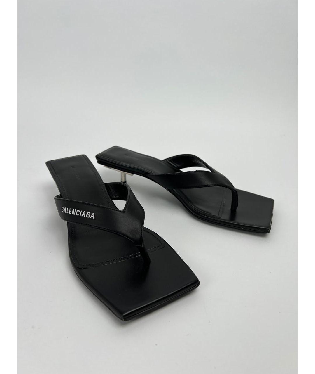 BALENCIAGA Черные кожаные мюли, фото 5