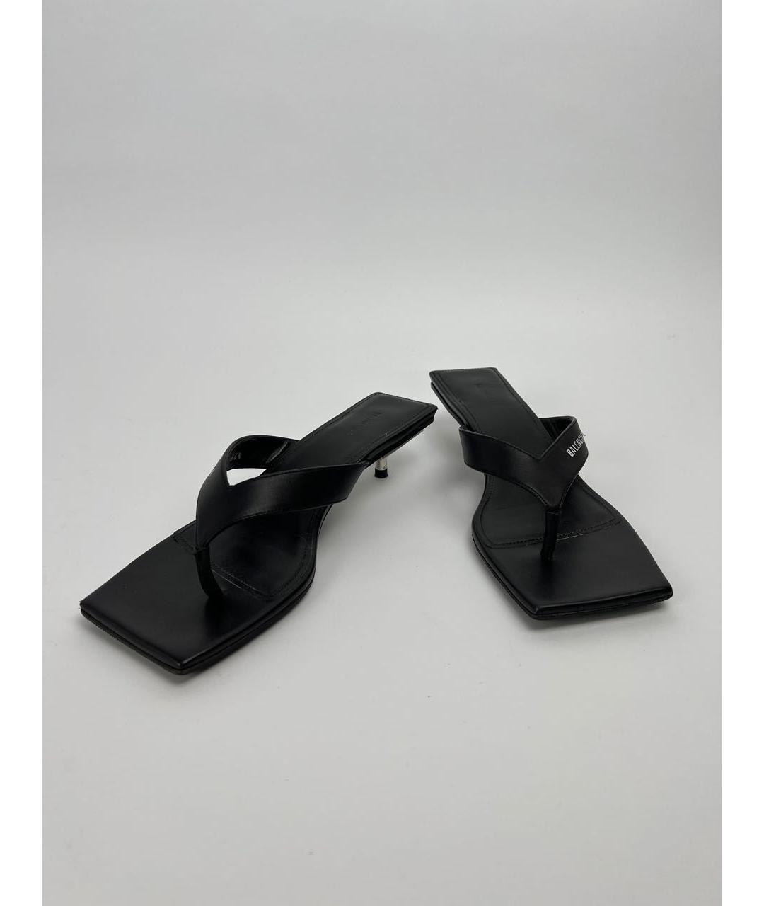 BALENCIAGA Черные кожаные мюли, фото 4