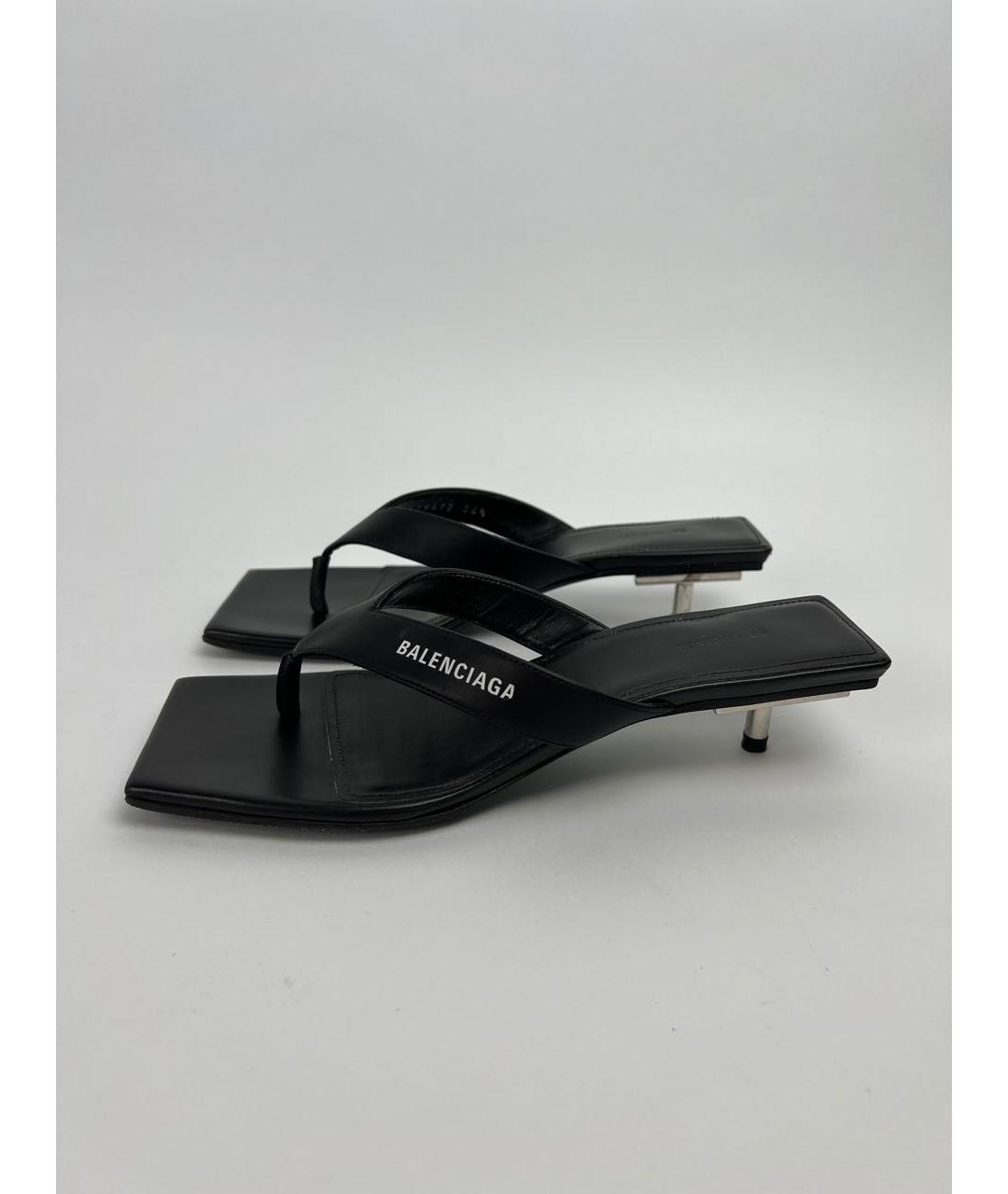 BALENCIAGA Черные кожаные мюли, фото 6