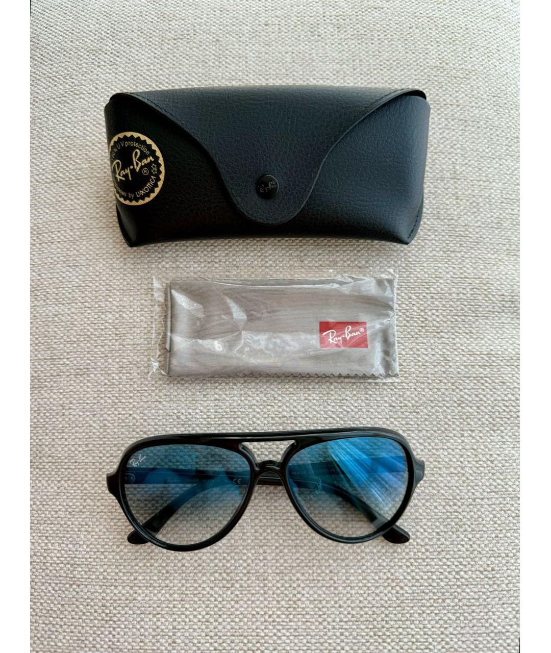 RAY BAN Черные пластиковые солнцезащитные очки, фото 6