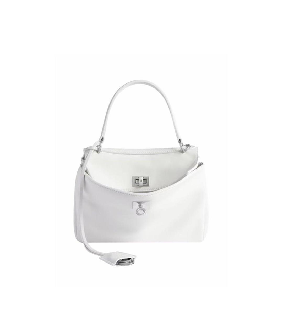 BALENCIAGA Белая кожаная сумка с короткими ручками, фото 9