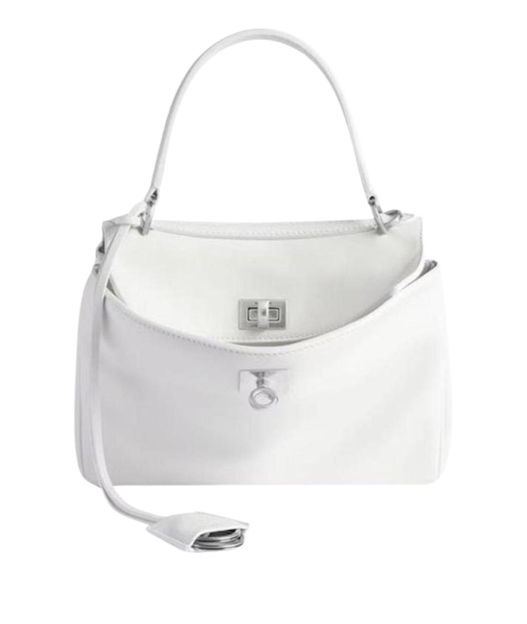 BALENCIAGA Белая кожаная сумка с короткими ручками, фото 1