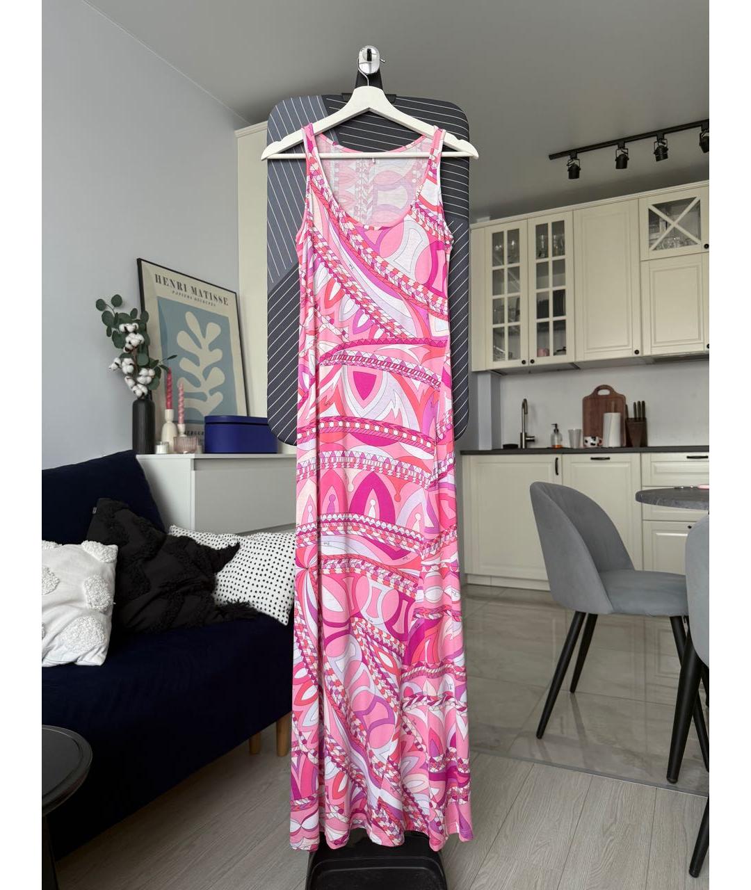 EMILIO PUCCI Розовое вискозное повседневное платье, фото 2