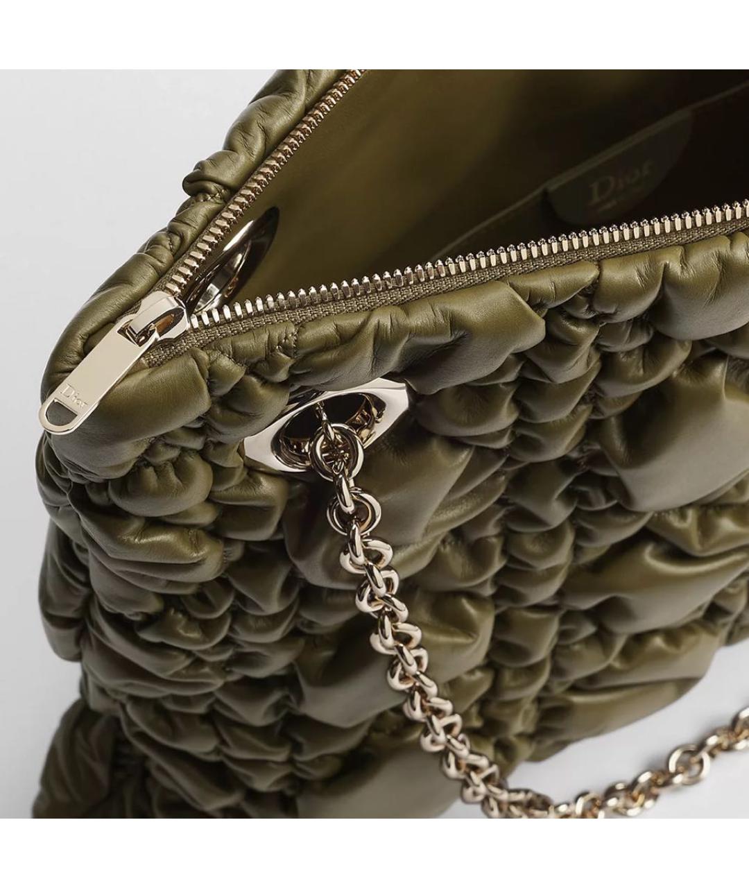 CHRISTIAN DIOR Хаки кожаная сумка тоут, фото 4