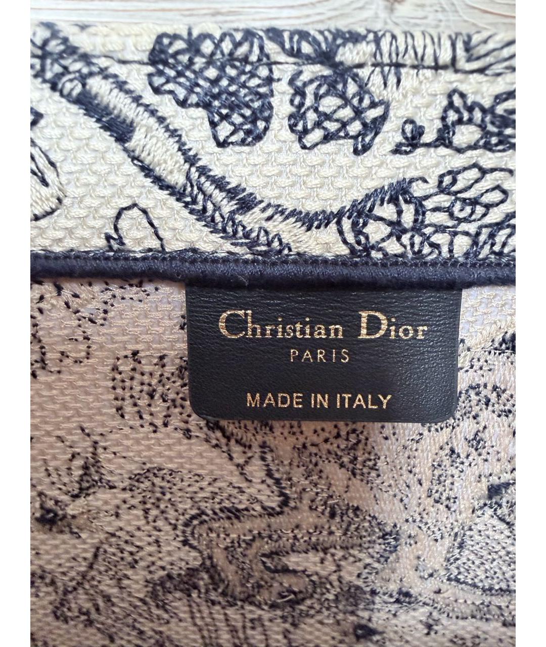 CHRISTIAN DIOR Темно-синяя жаккардовая сумка тоут, фото 5