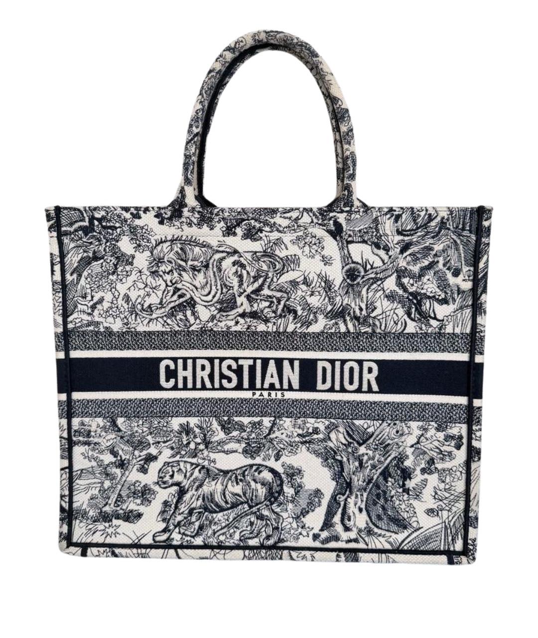 CHRISTIAN DIOR Темно-синяя жаккардовая сумка тоут, фото 1