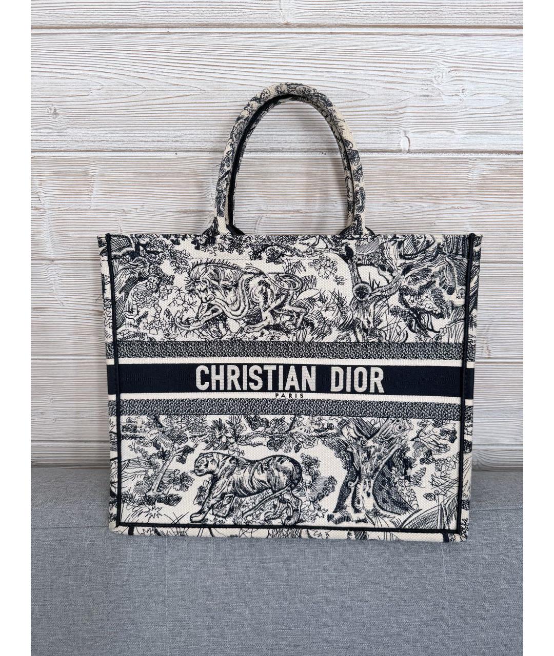 CHRISTIAN DIOR Темно-синяя жаккардовая сумка тоут, фото 9