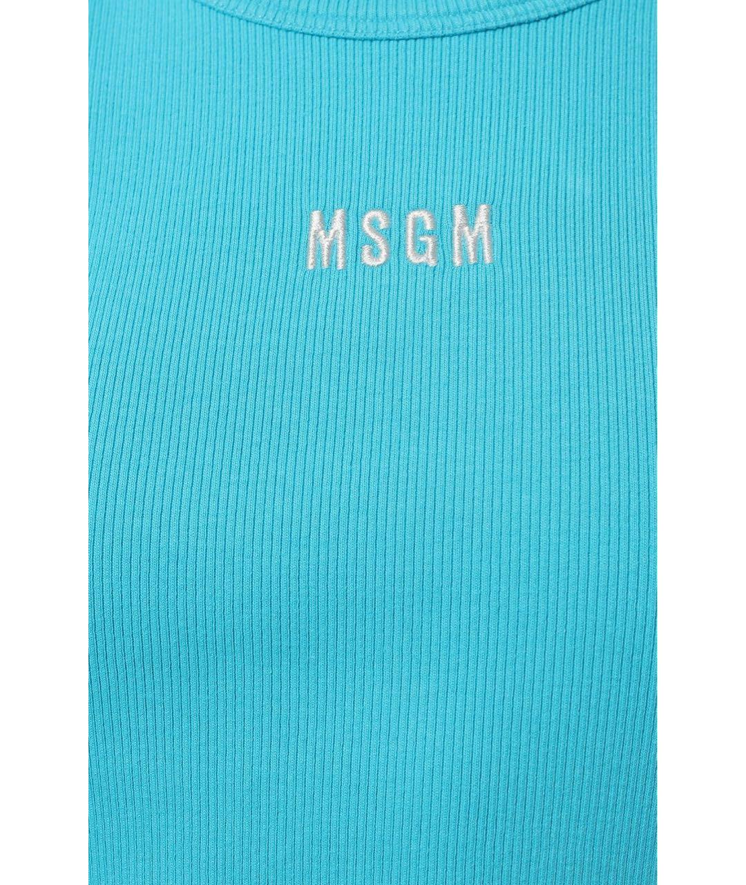 MSGM Бирюзовая хлопко-эластановая майка, фото 4