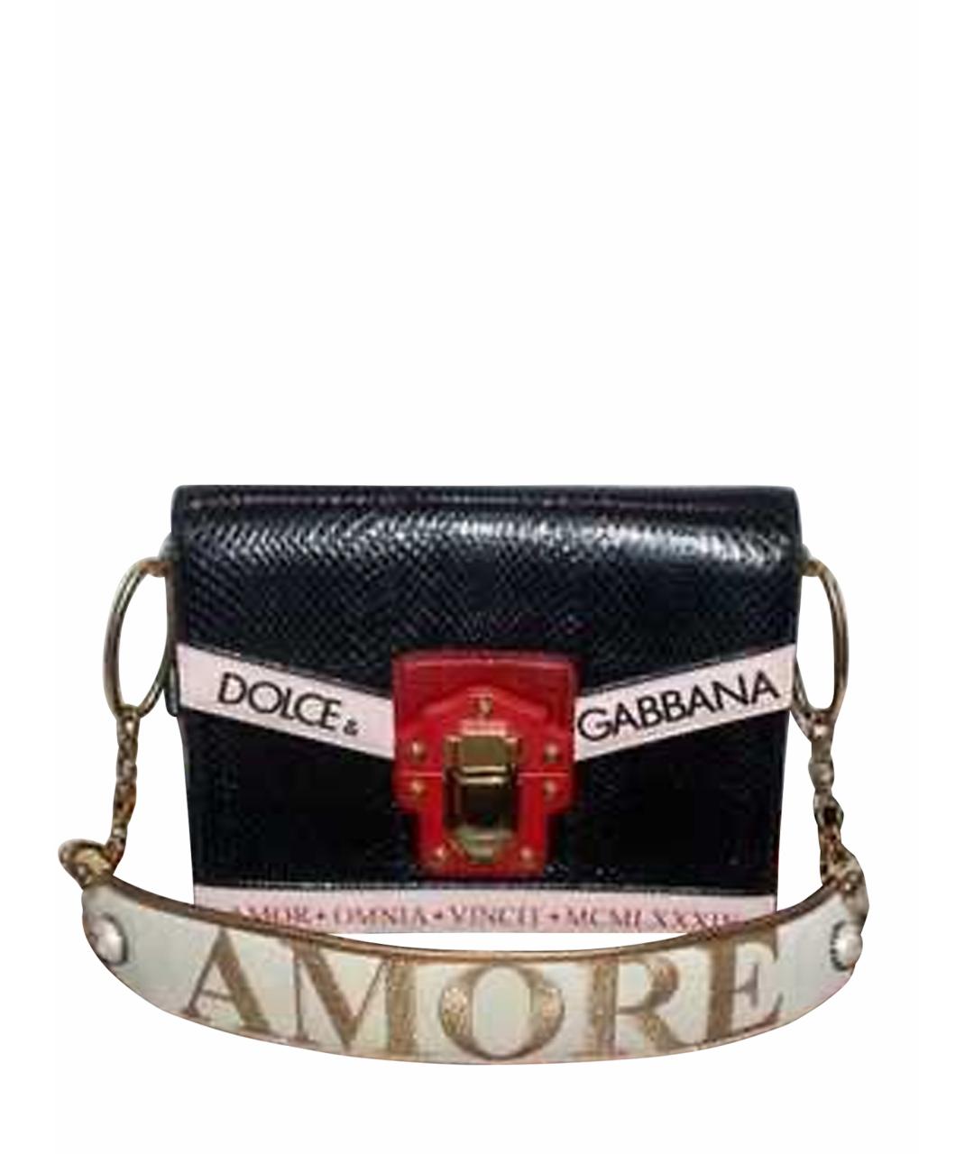DOLCE&GABBANA Черная кожаная сумка через плечо, фото 1