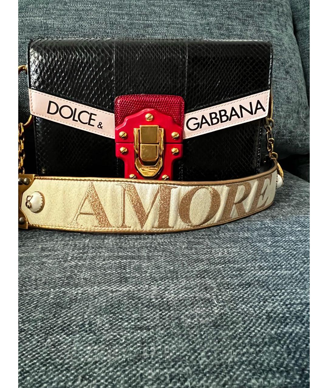 DOLCE&GABBANA Черная кожаная сумка через плечо, фото 6