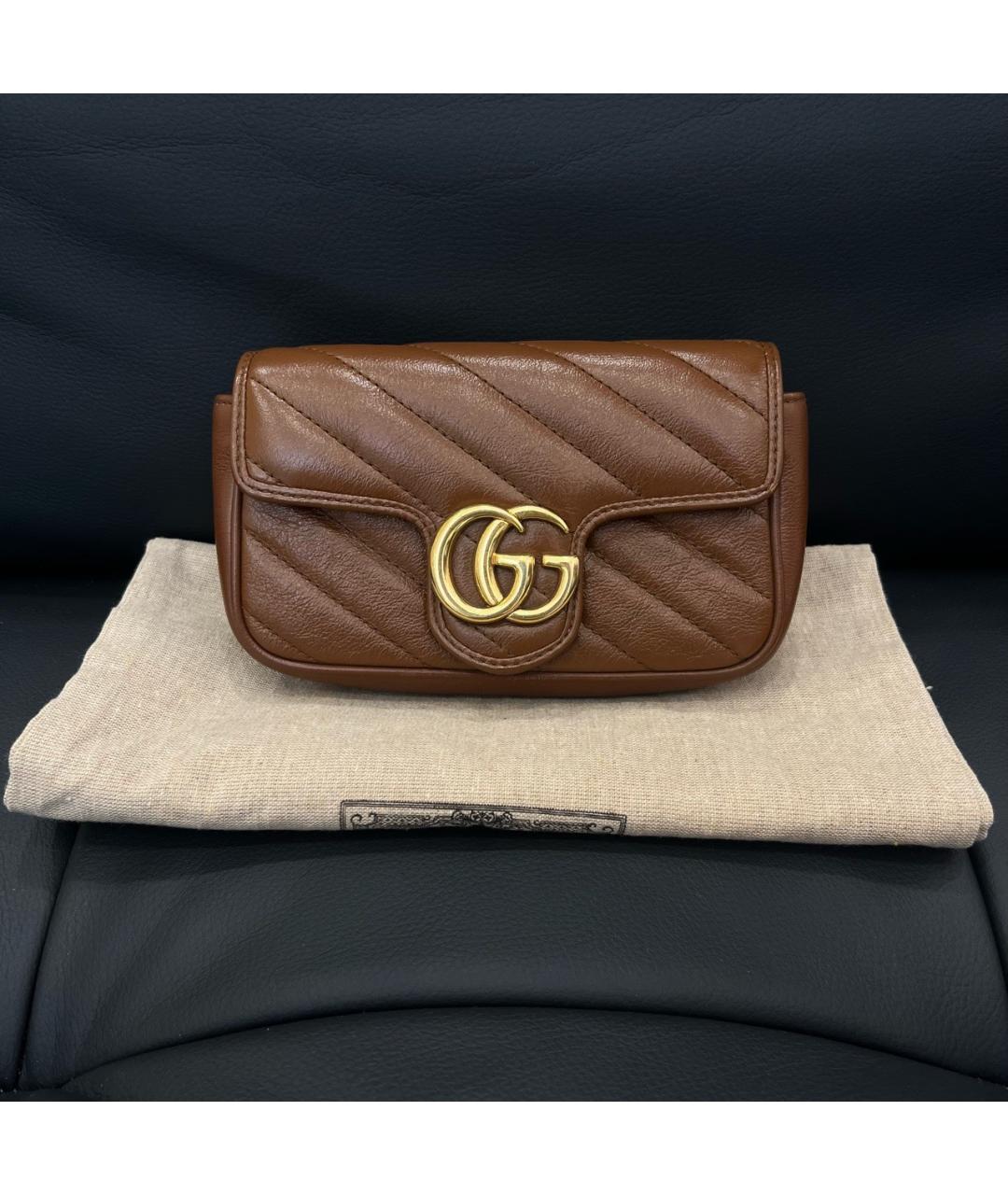 GUCCI Коричневая кожаная сумка через плечо, фото 2