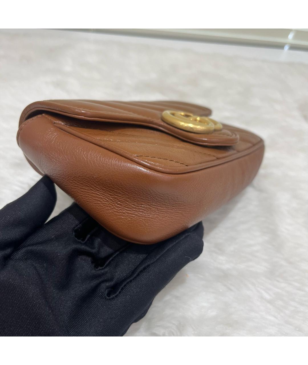 GUCCI Коричневая кожаная сумка через плечо, фото 4