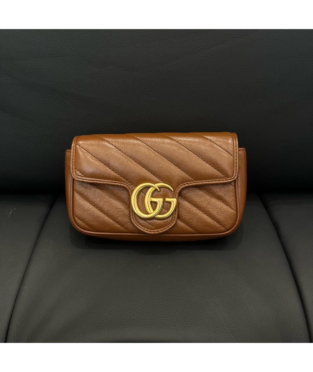 GUCCI Коричневая кожаная сумка через плечо, фото 7