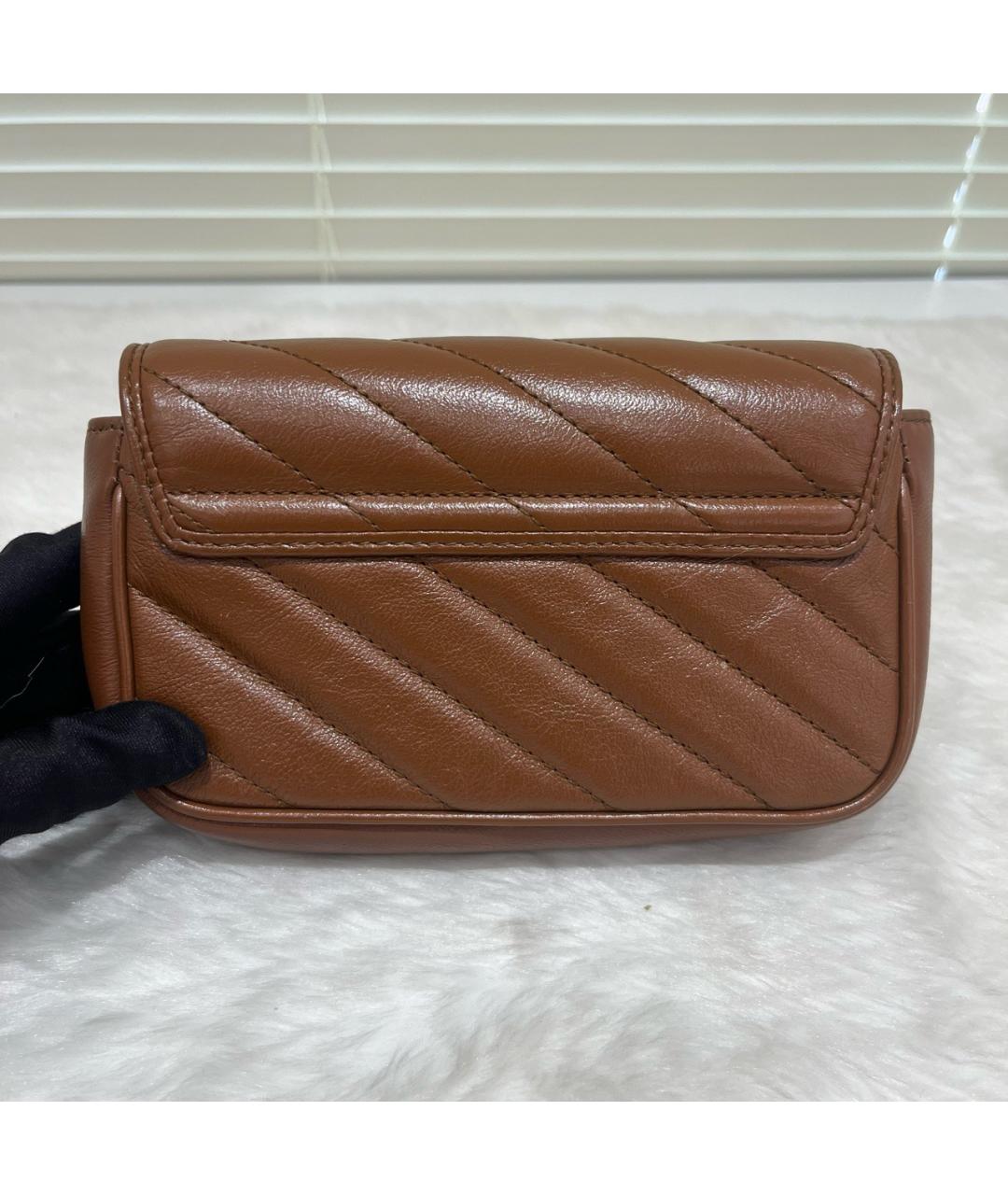 GUCCI Коричневая кожаная сумка через плечо, фото 3