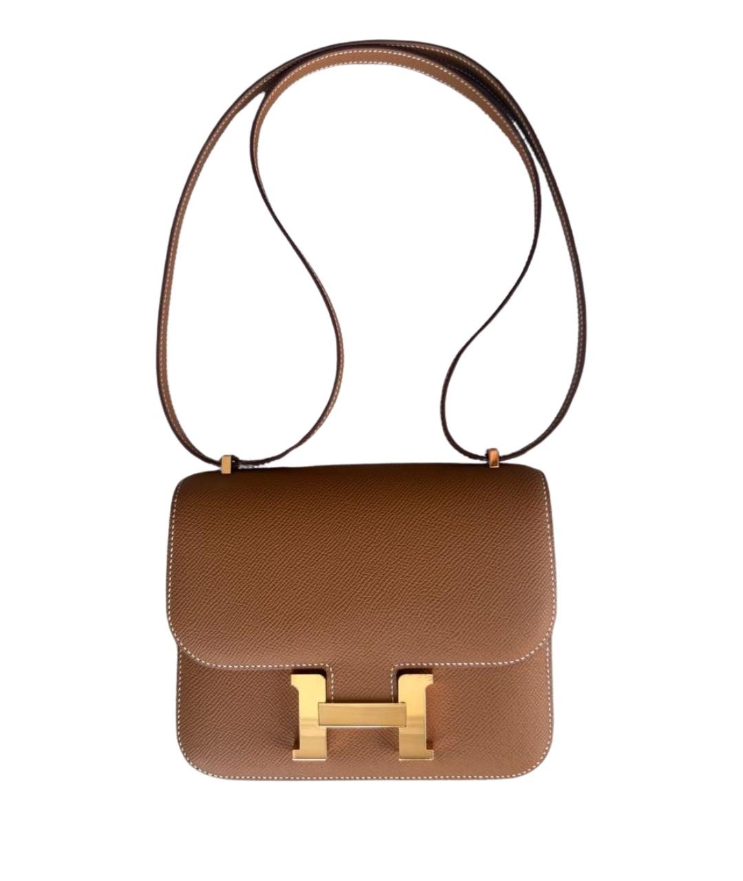 HERMES Коричневая кожаная сумка через плечо, фото 1