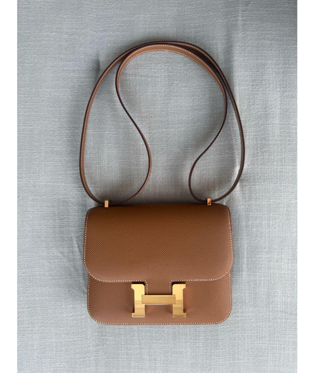 HERMES Коричневая кожаная сумка через плечо, фото 6