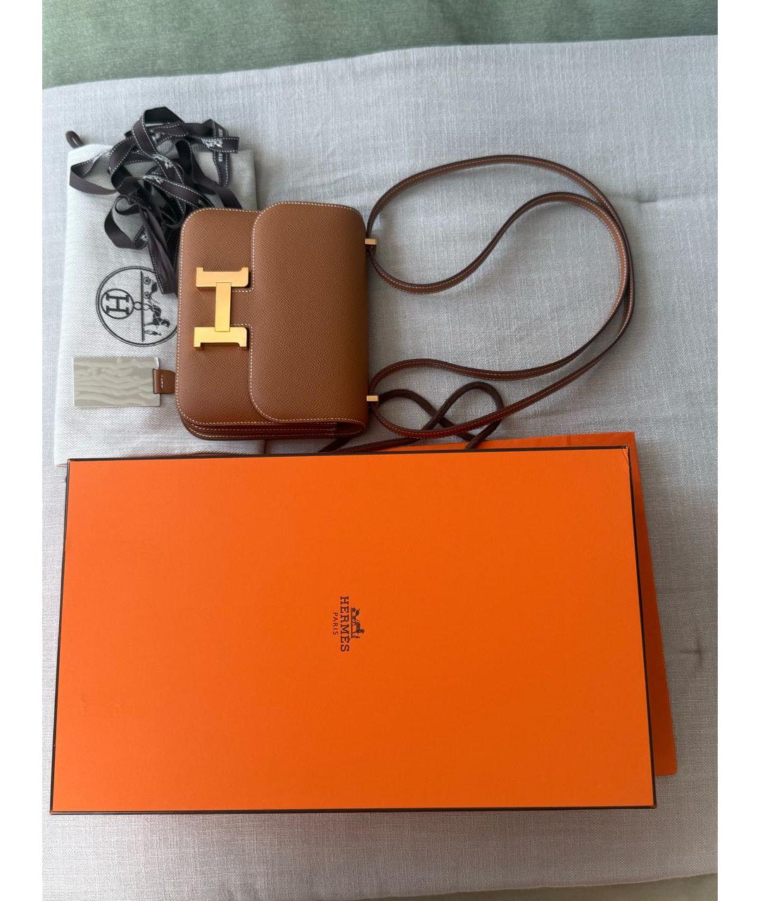 HERMES Коричневая кожаная сумка через плечо, фото 5