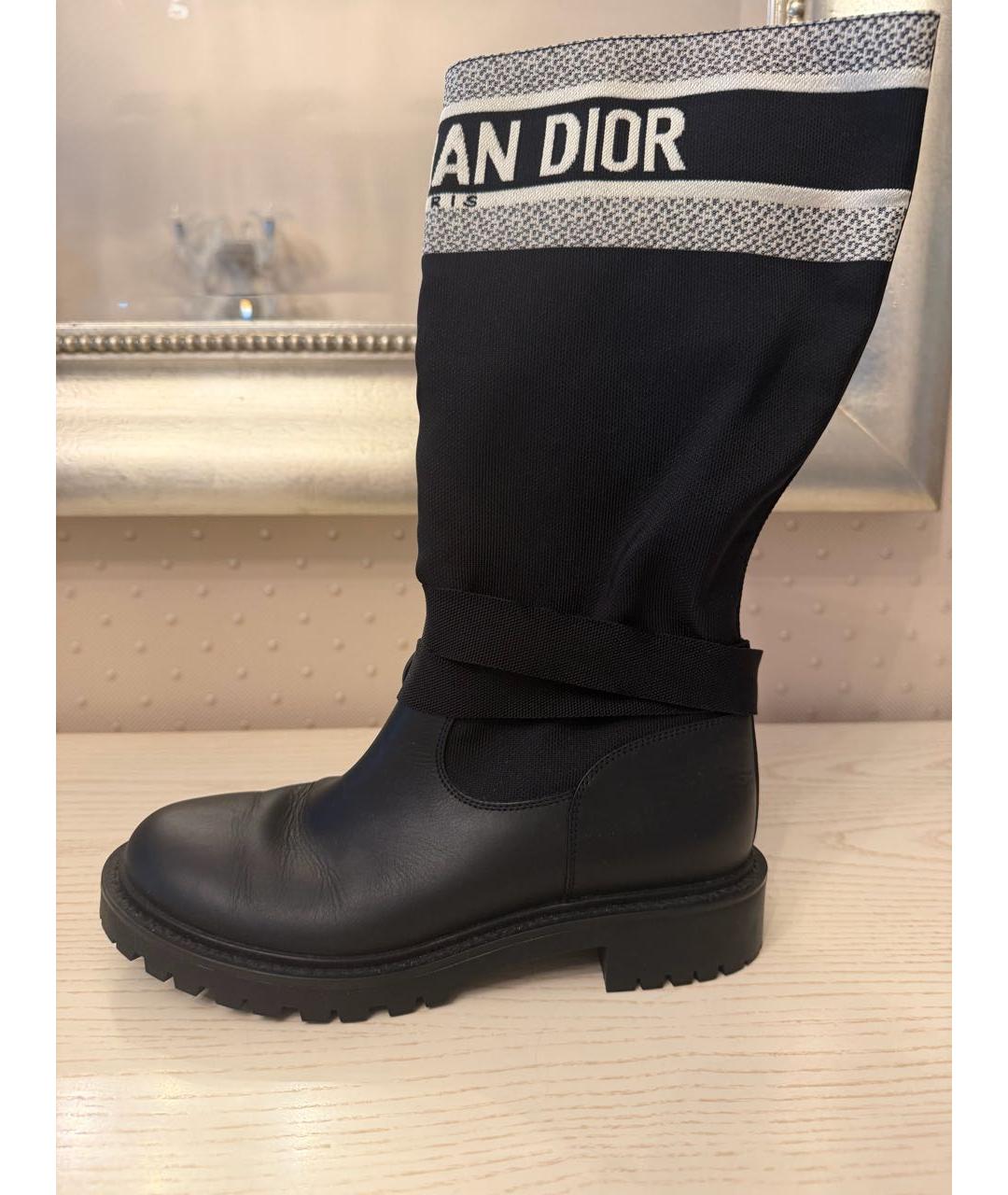CHRISTIAN DIOR Черные кожаные сапоги, фото 9