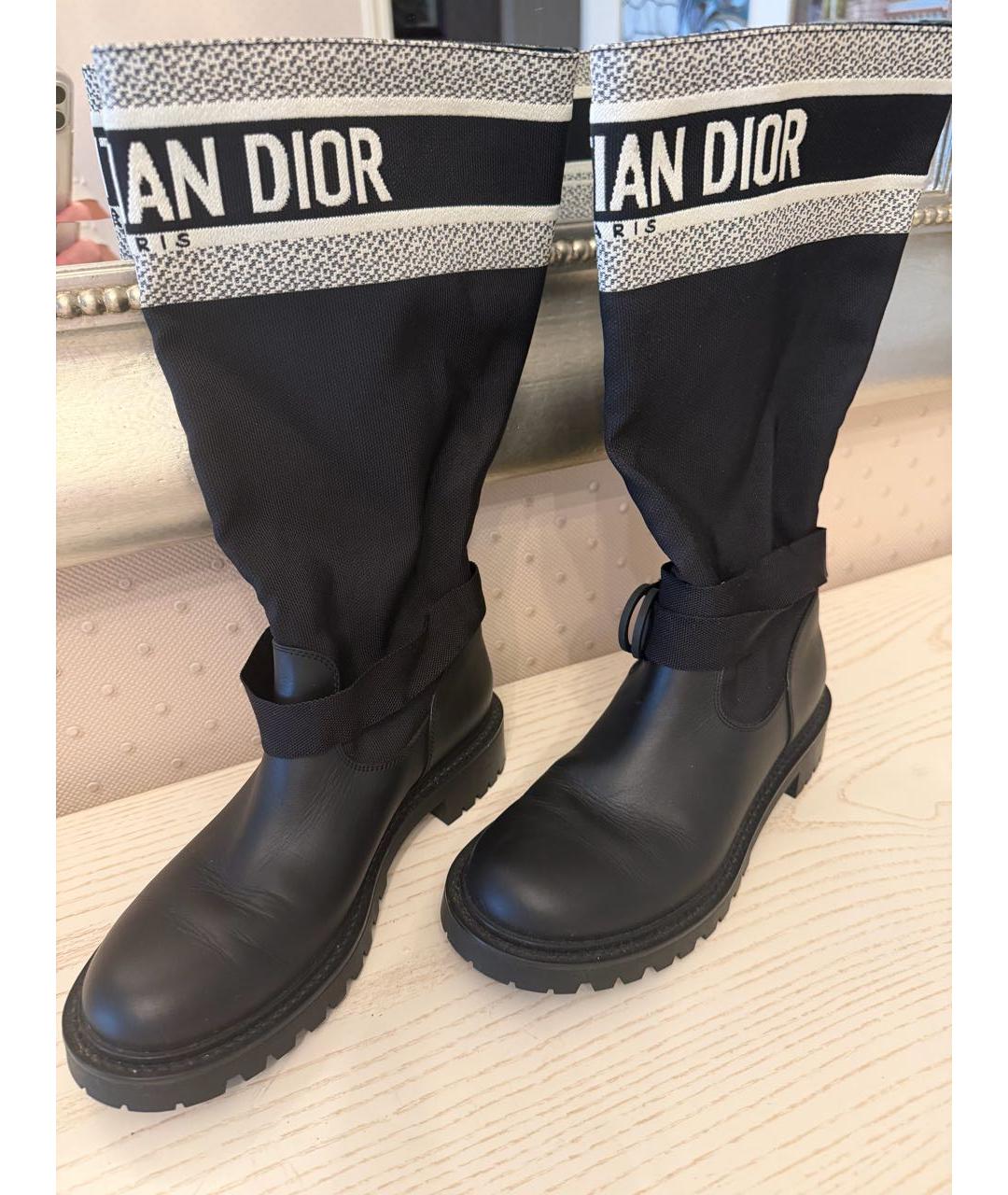 CHRISTIAN DIOR Черные кожаные сапоги, фото 2