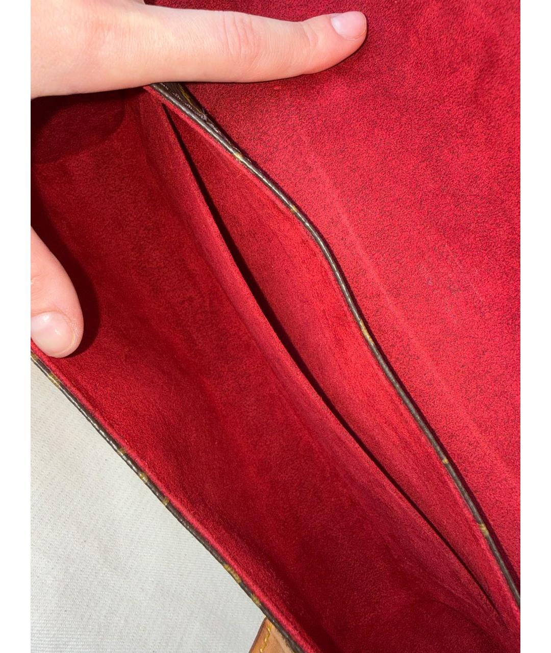 LOUIS VUITTON Коричневая кожаная сумка с короткими ручками, фото 8