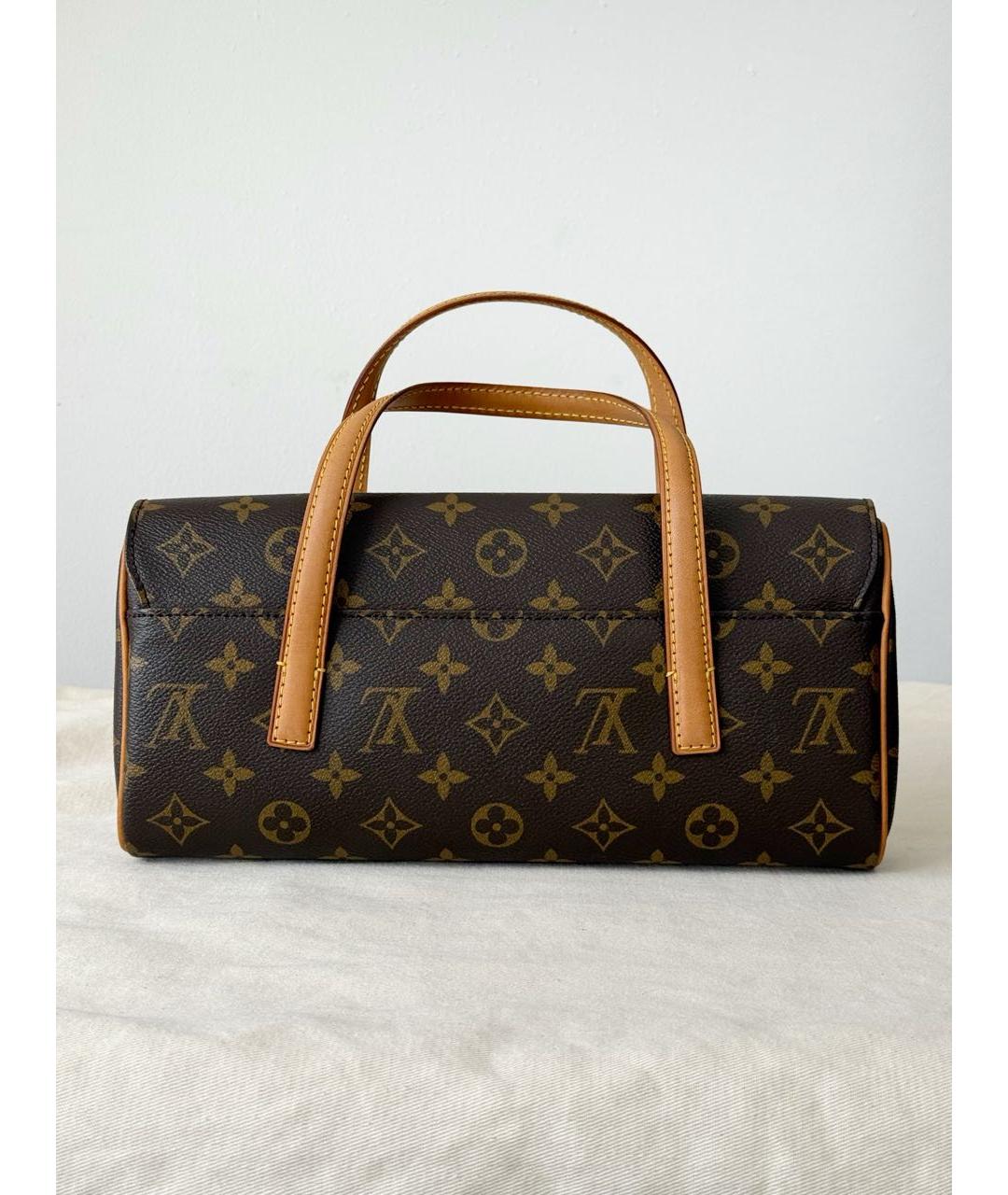 LOUIS VUITTON Коричневая кожаная сумка с короткими ручками, фото 3