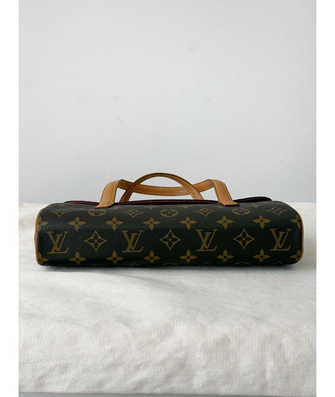 LOUIS VUITTON Коричневая кожаная сумка с короткими ручками, фото 7