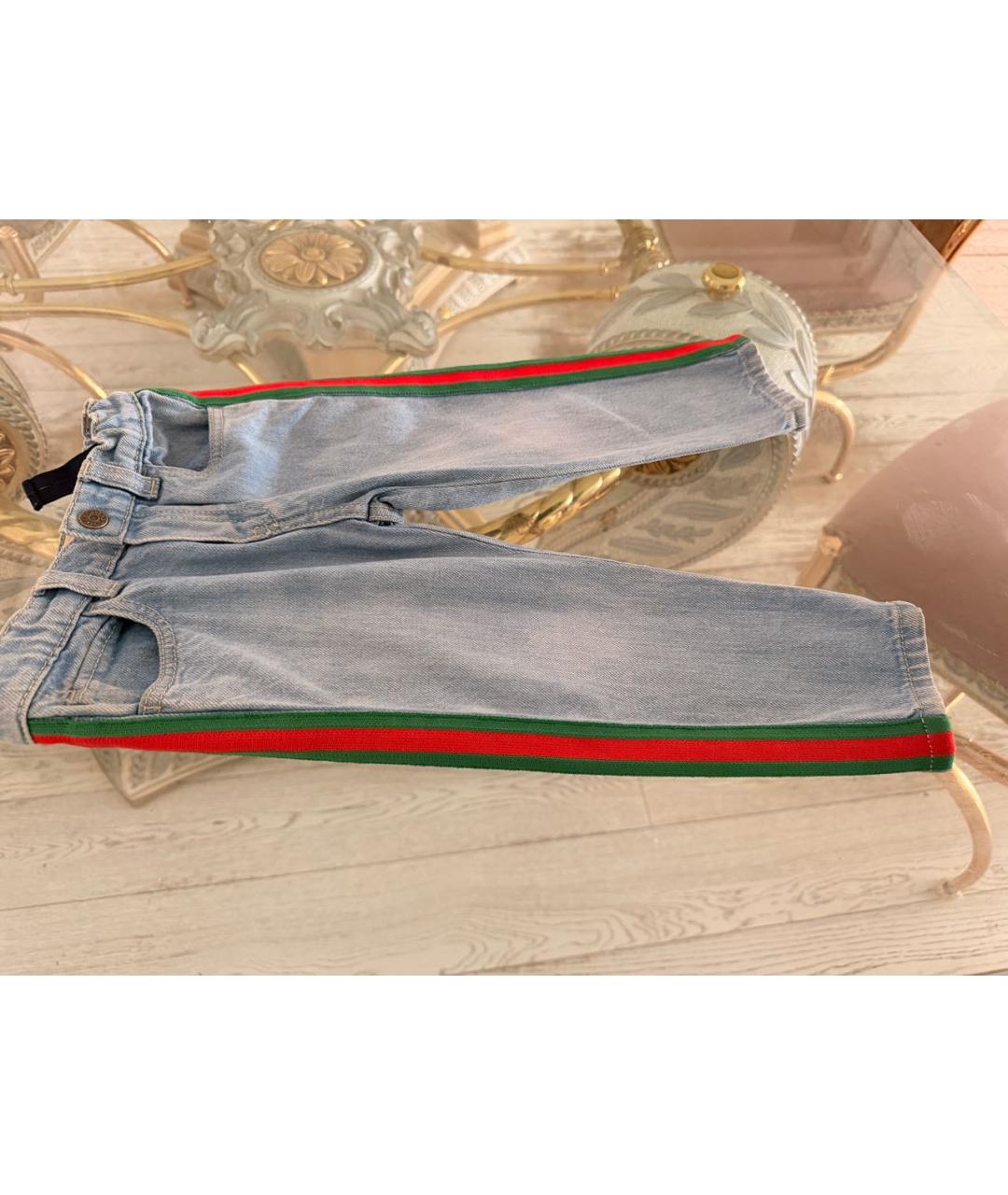 GUCCI Голубые хлопковые джинсы, фото 2