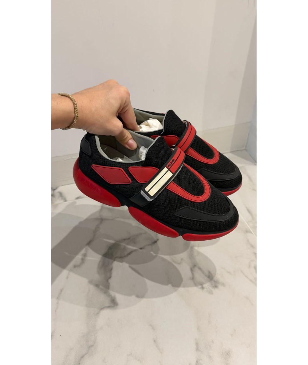 PRADA Черные текстильные кроссовки, фото 3