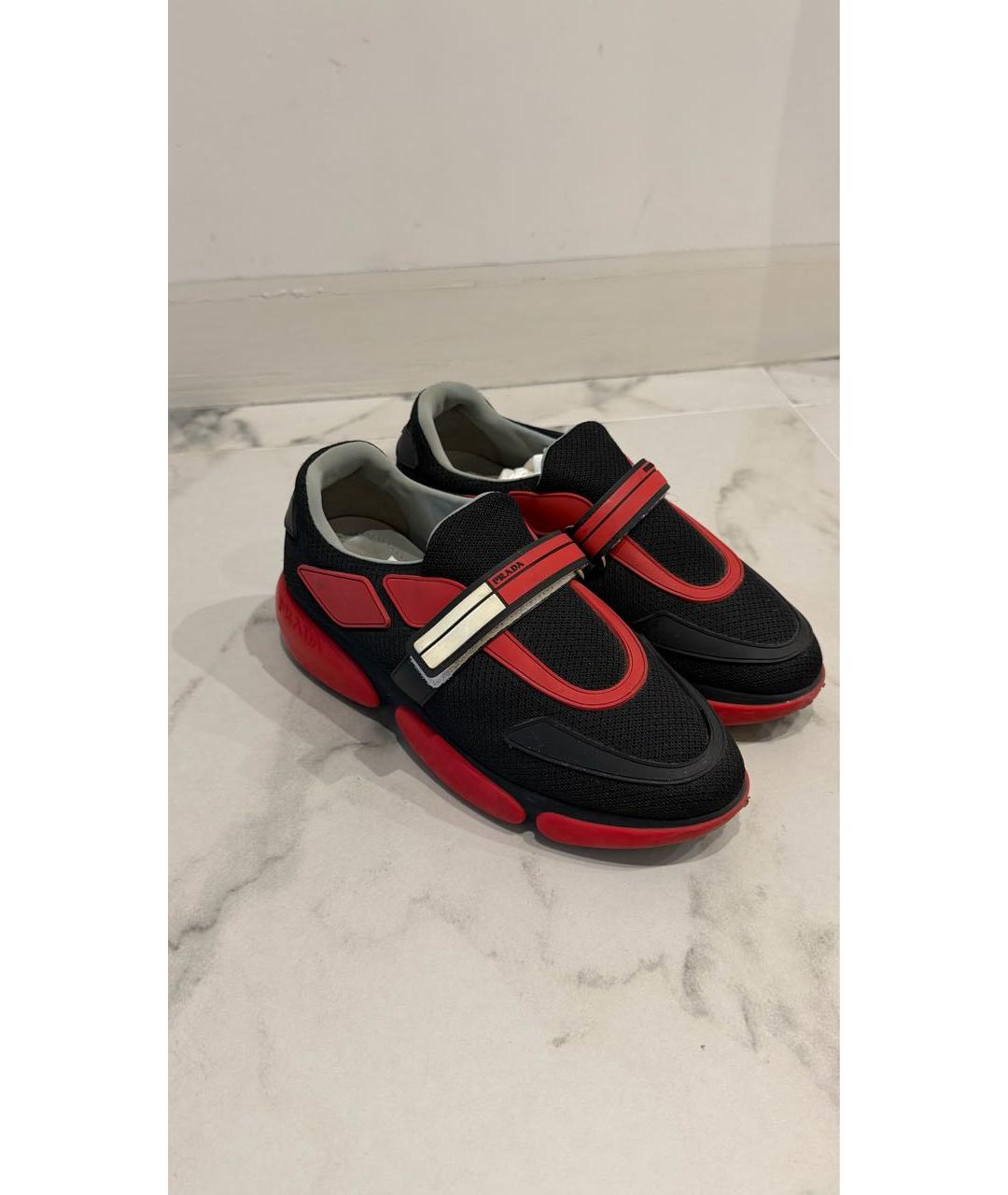 PRADA Черные текстильные кроссовки, фото 2