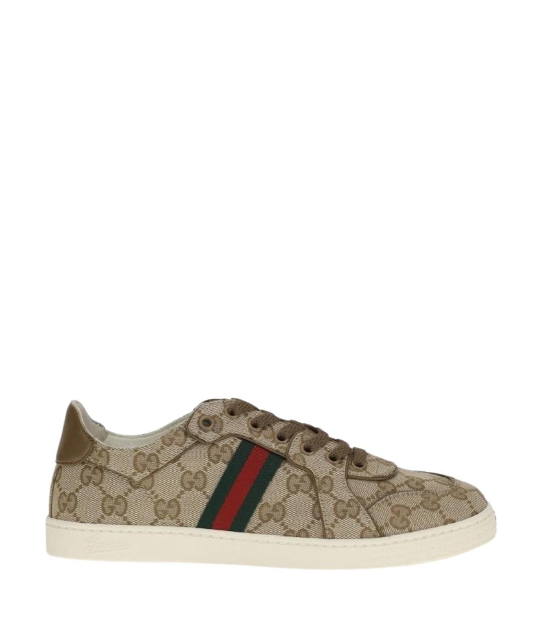 GUCCI Бежевые текстильные кеды, фото 1