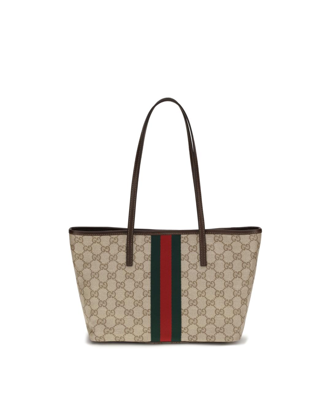 GUCCI Бежевая тканевая сумка тоут, фото 1