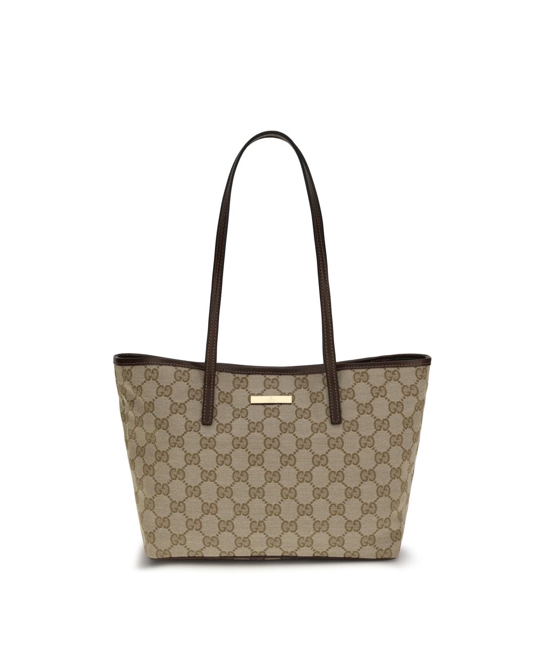 GUCCI Бежевая тканевая сумка тоут, фото 1