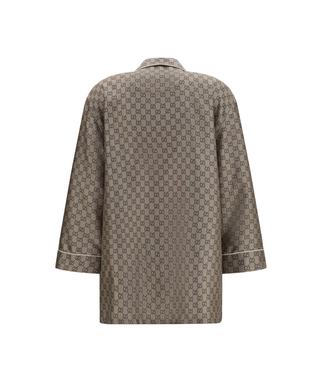 GUCCI Бежевая шелковая рубашка, фото 2