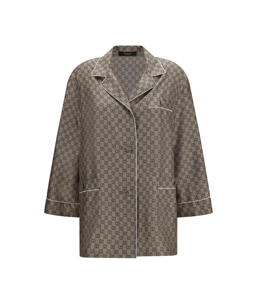 GUCCI Бежевая шелковая рубашка, фото 1