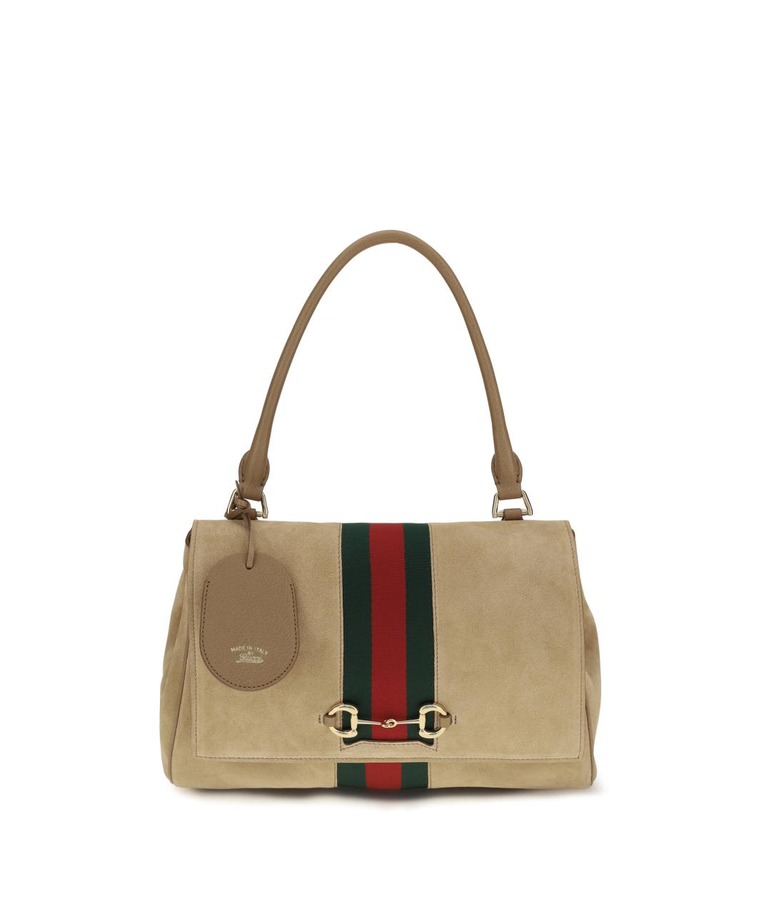 GUCCI Бежевая замшевая сумка через плечо, фото 1
