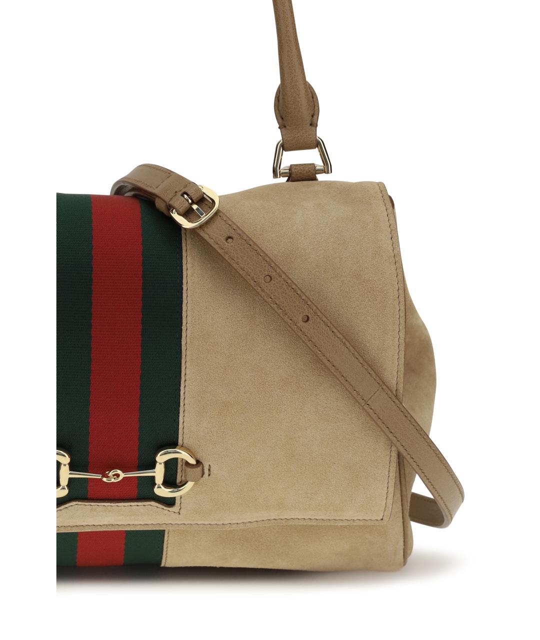 GUCCI Бежевая замшевая сумка через плечо, фото 4