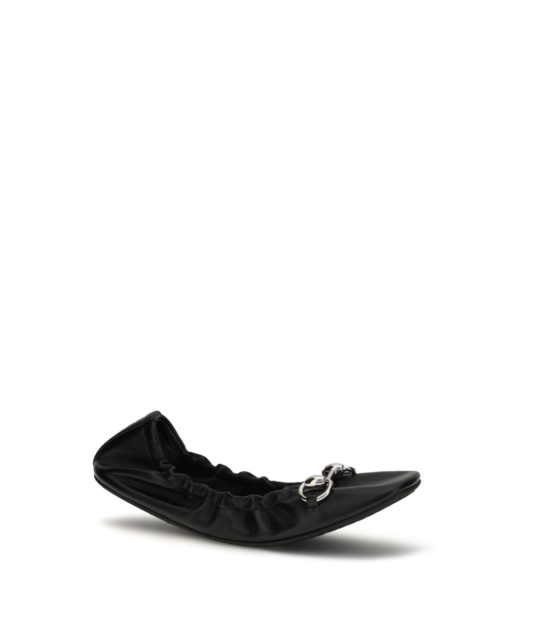 GUCCI Черные кожаные балетки, фото 2