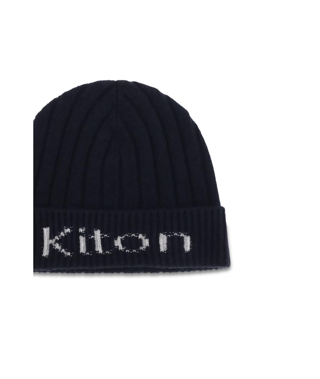 KITON Темно-синяя шерстяная шапка, фото 3