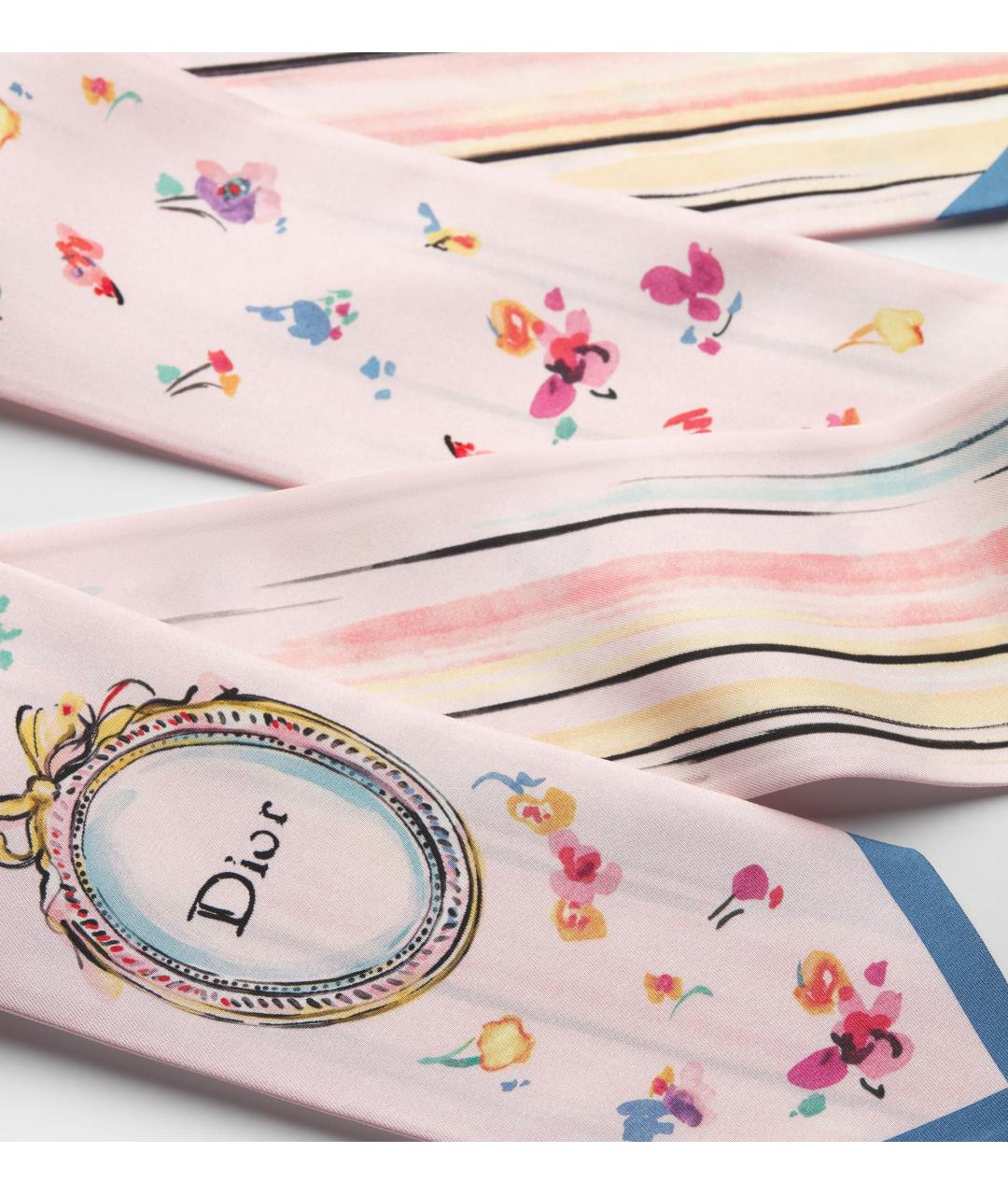 CHRISTIAN DIOR Розовый шелковый шарф, фото 3