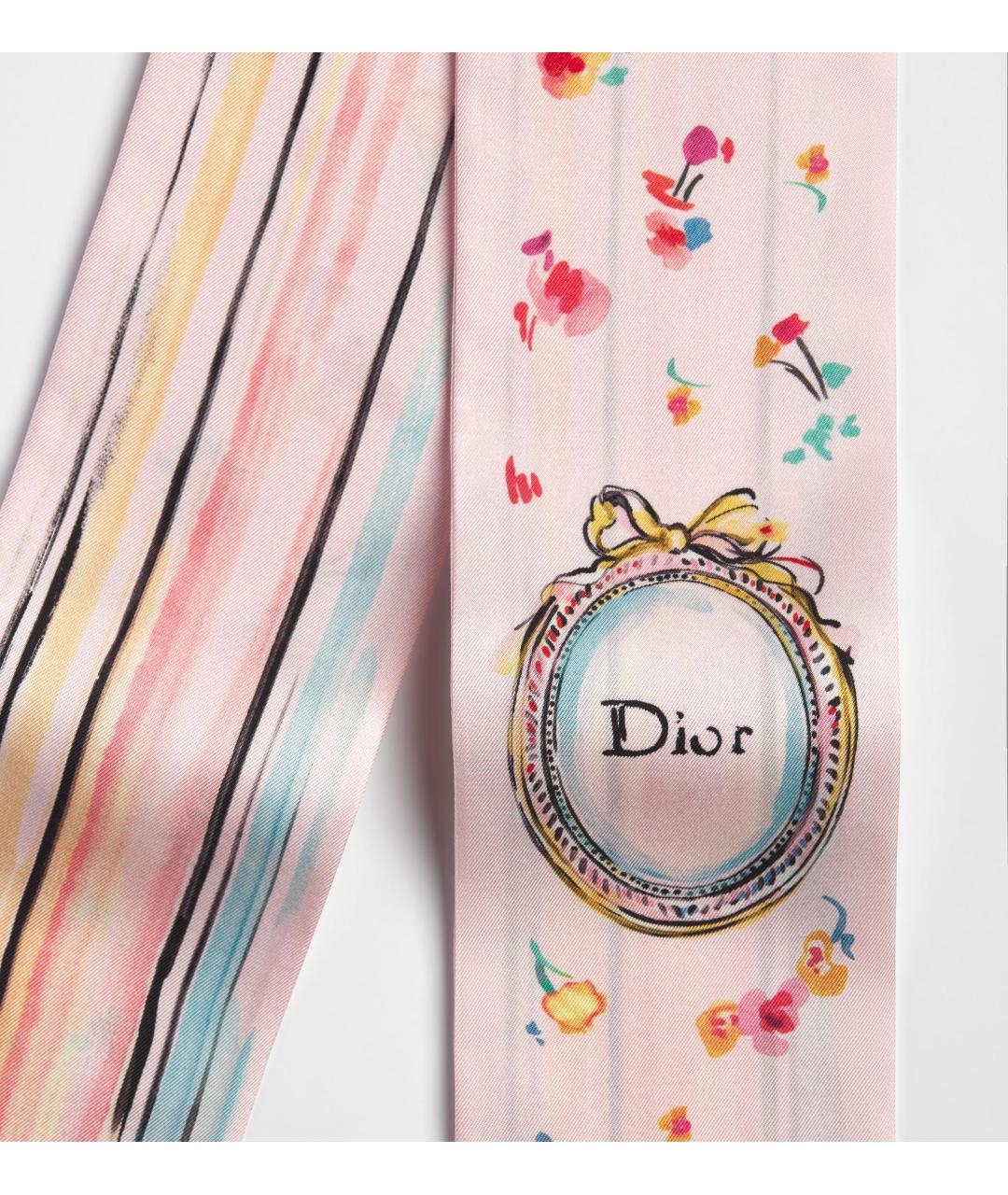 CHRISTIAN DIOR Розовый шелковый шарф, фото 2