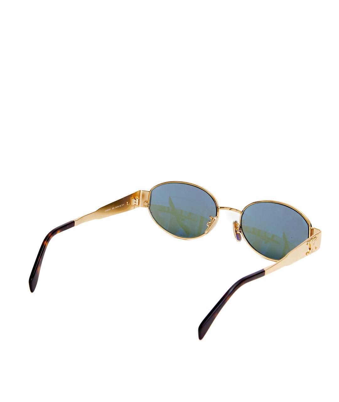 CELINE Золотые металлические солнцезащитные очки, фото 4