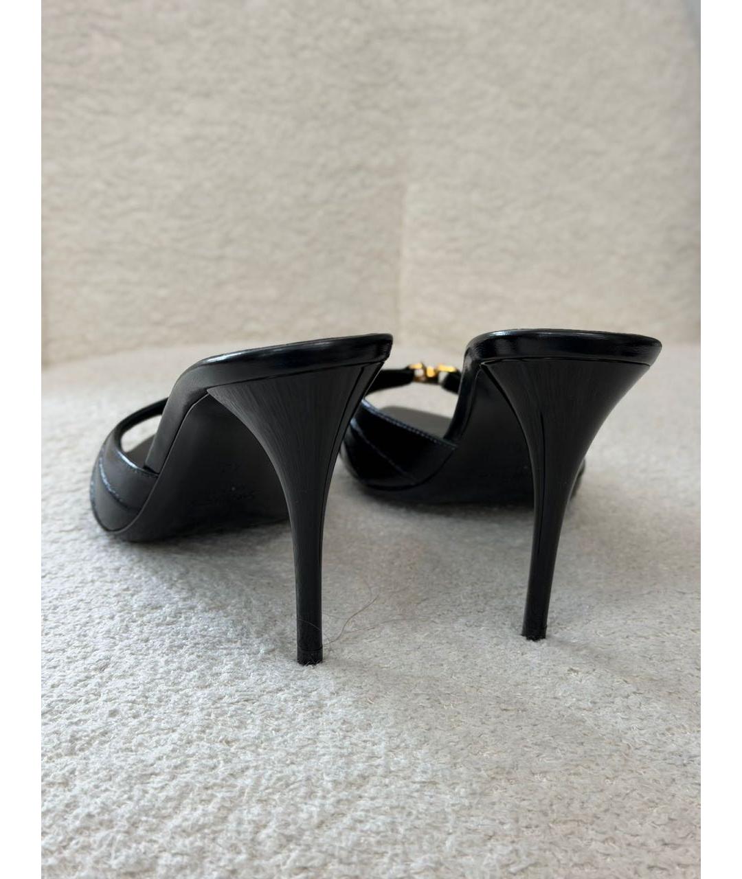 SAINT LAURENT Черные кожаные мюли, фото 4