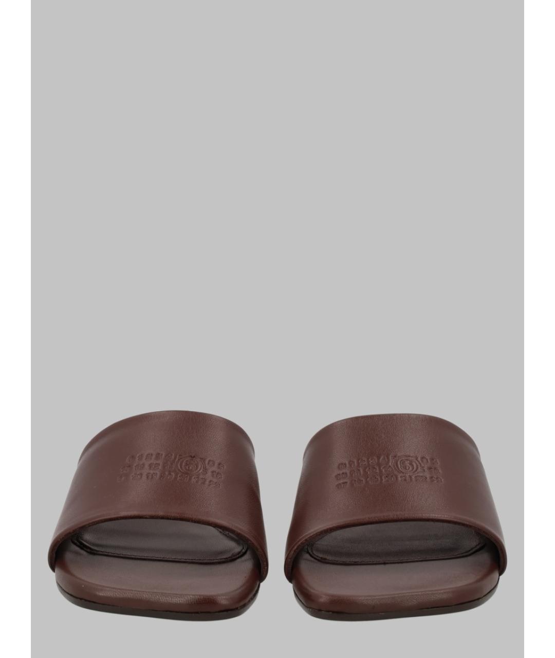 MM6 MAISON MARGIELA Коричневые кожаные сандалии, фото 3