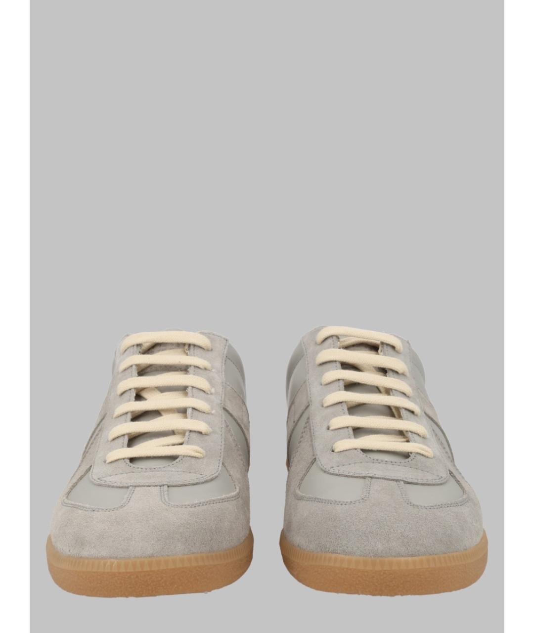 MAISON MARGIELA Серые кожаные низкие кроссовки / кеды, фото 2