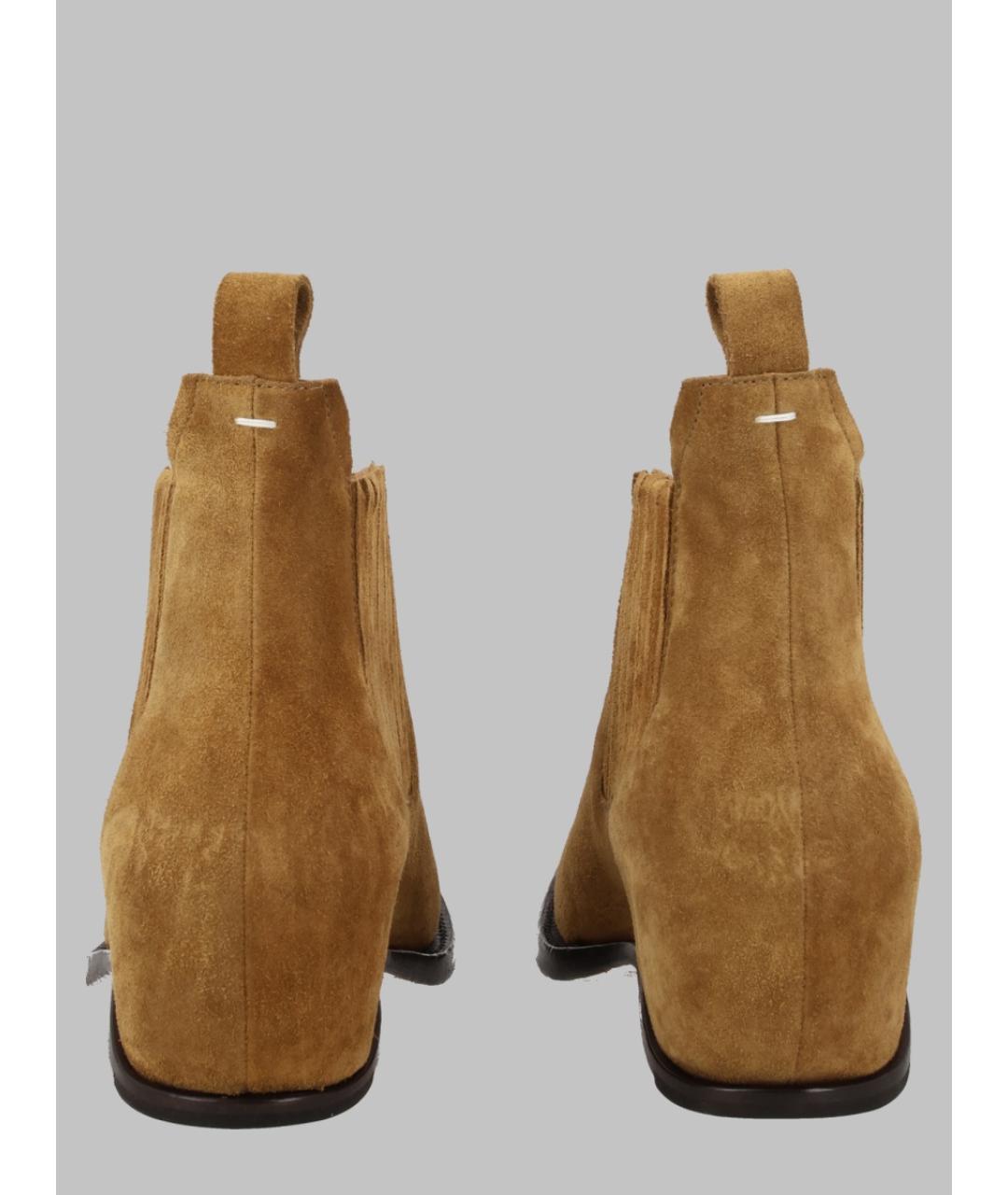 MAISON MARGIELA Коричневые замшевые низкие ботинки, фото 3