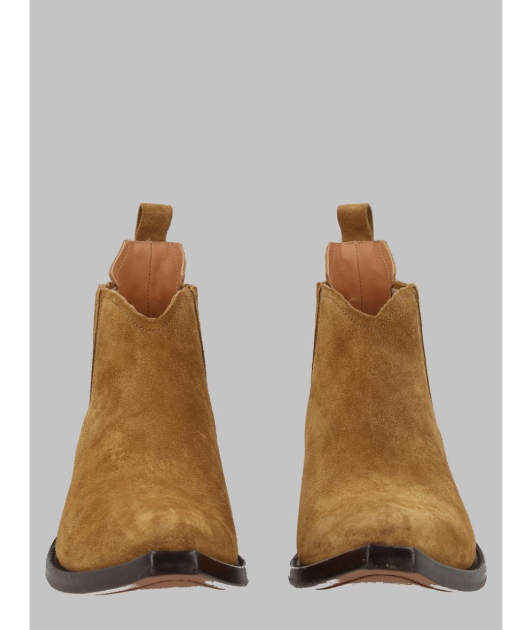 MAISON MARGIELA Коричневые замшевые низкие ботинки, фото 2