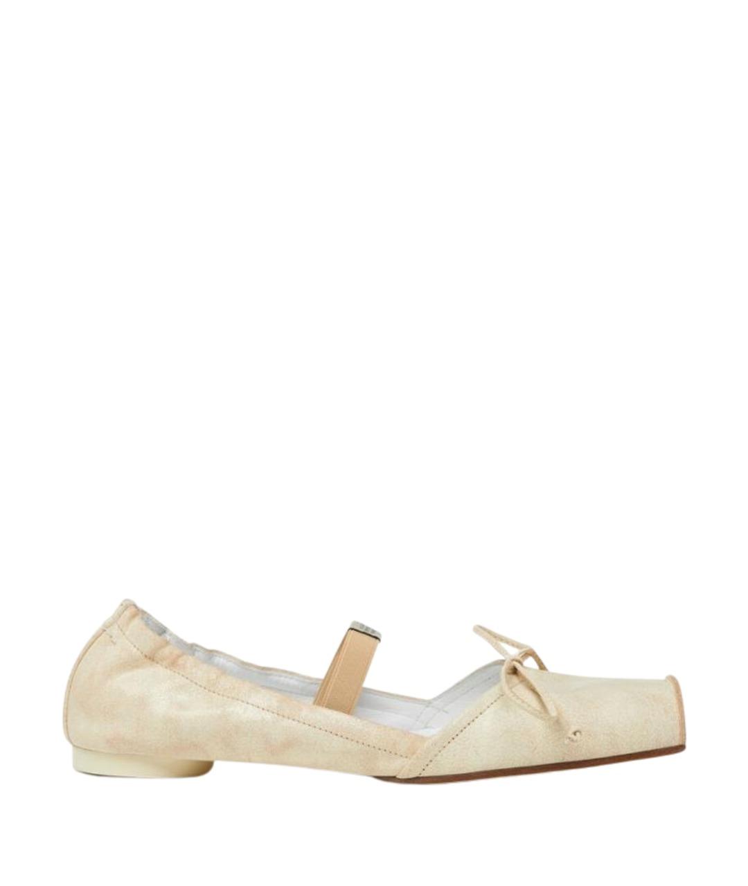 MM6 MAISON MARGIELA Бежевые замшевые балетки, фото 1