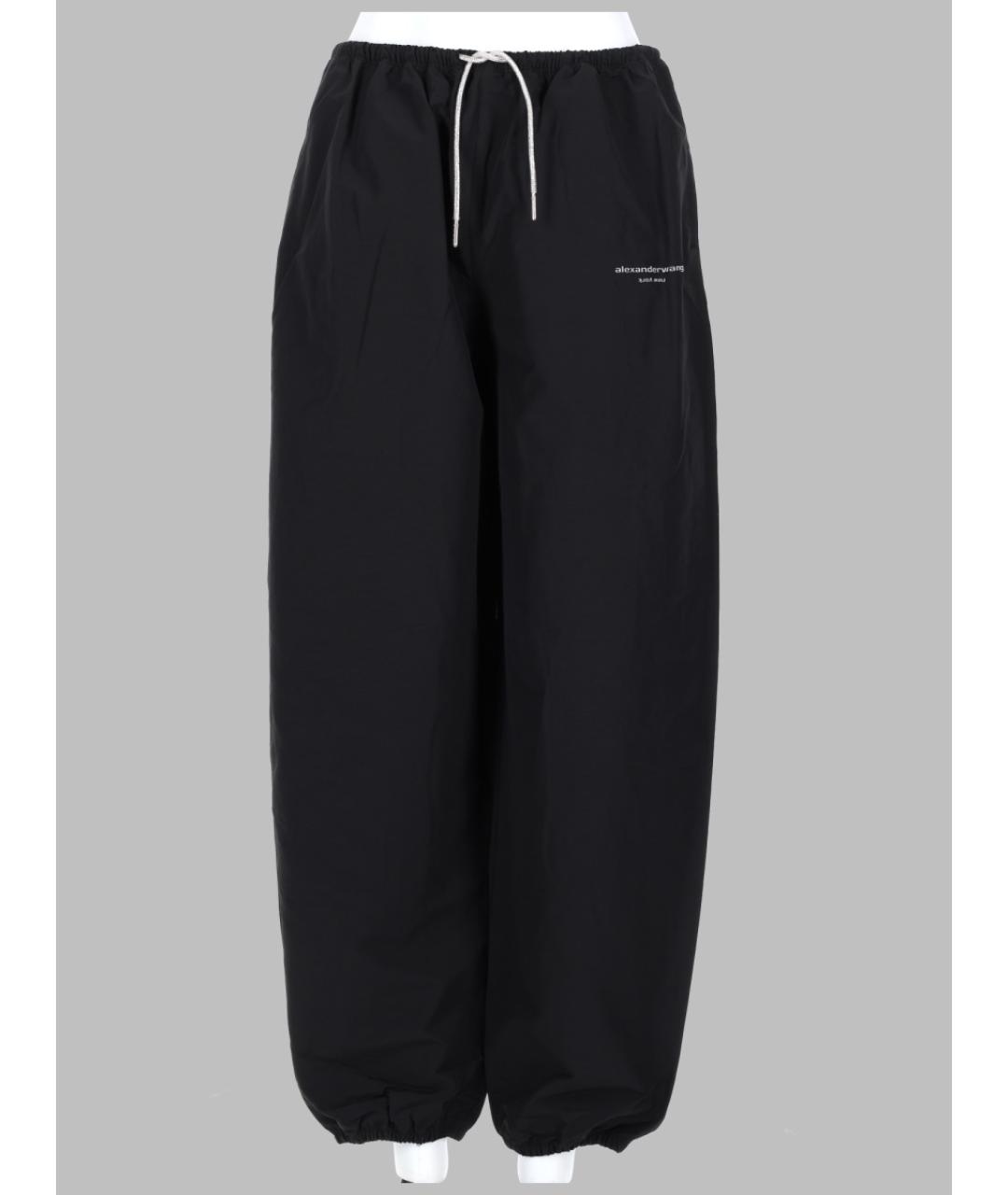 ALEXANDER WANG Черные хлопко-эластановые прямые брюки, фото 3