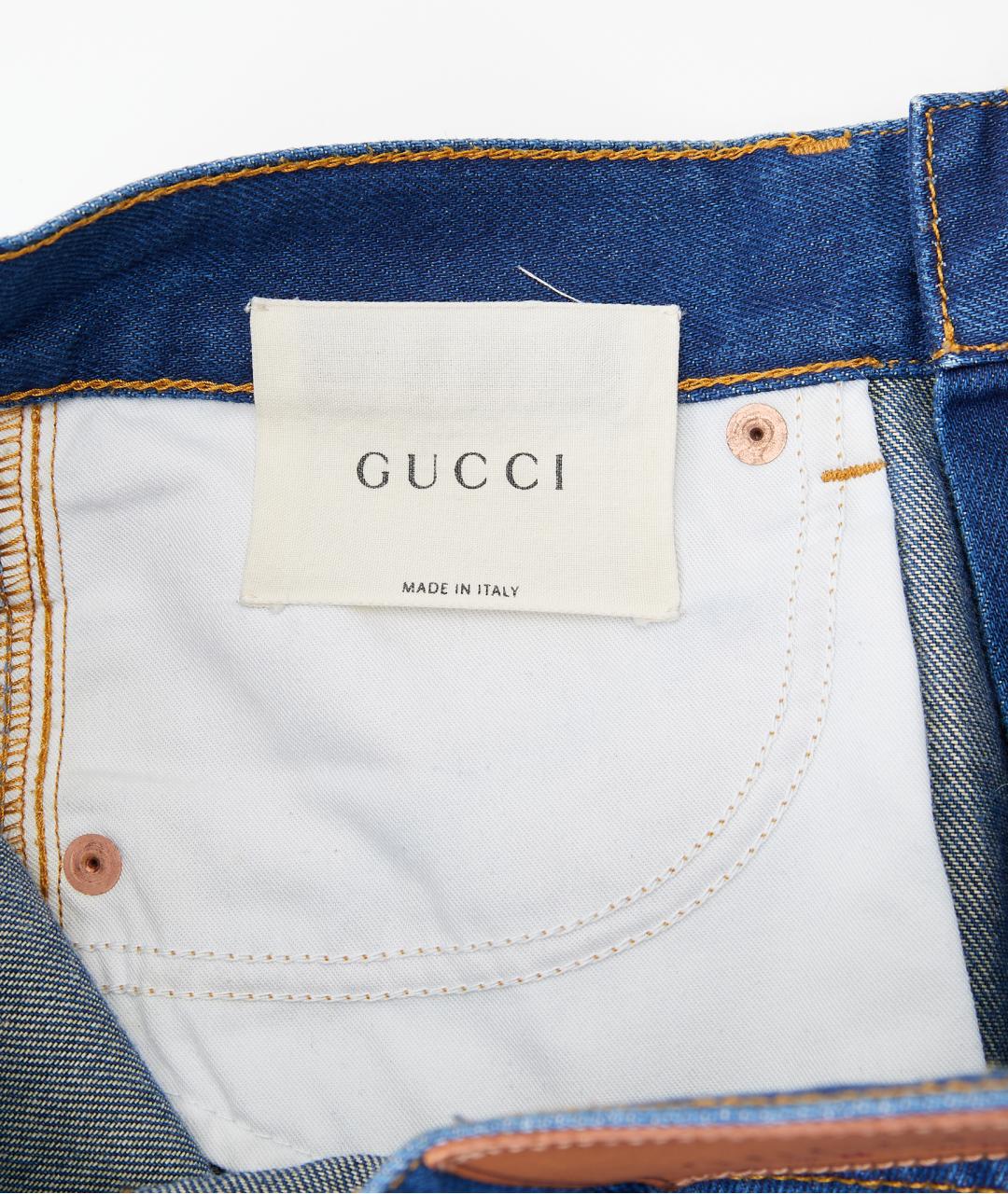 GUCCI Голубые хлопковые прямые джинсы, фото 3